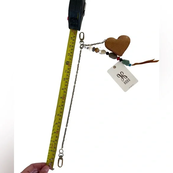 HOBO Heart Swells Charm Bronze Tone Chain Leather Heart Bag Charm Keychain Clip - Picture 4 of 4